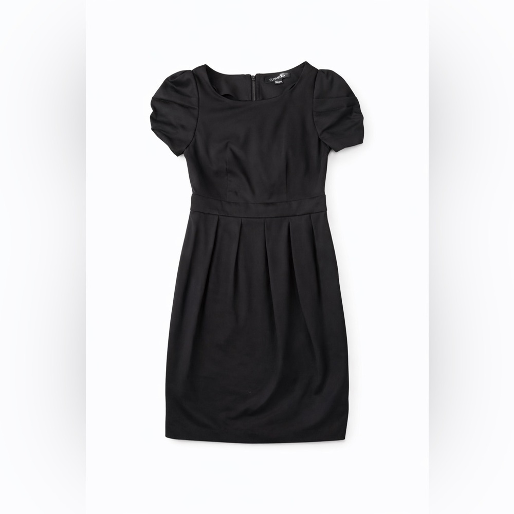 Forever 21 Puff Sleeves Zipper Brown Dress great condition